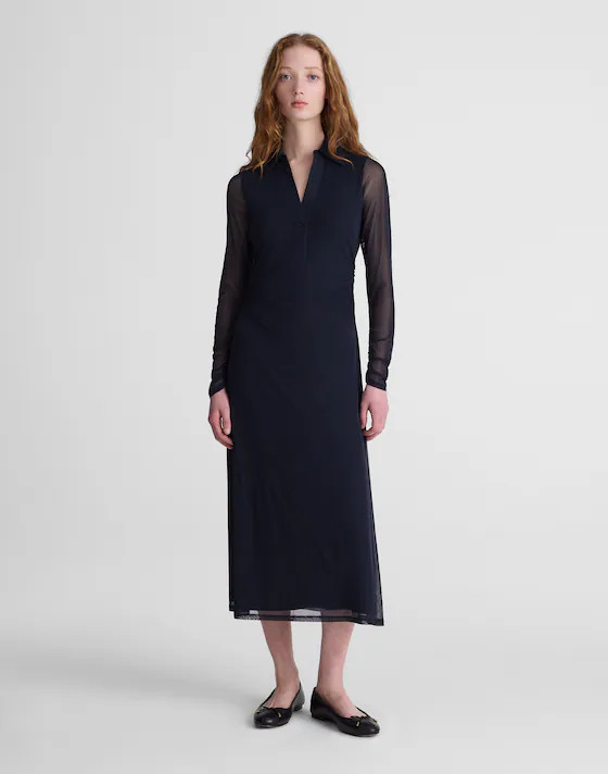 Long-Sleeve Polo Midi Dress | Madewell