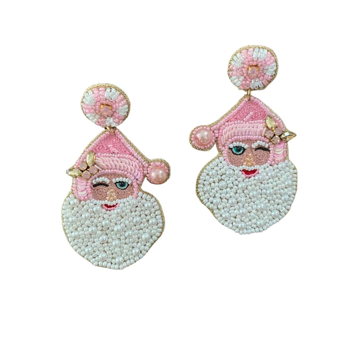 Nostalgic Vintage Pink Santa Earrings | Beth Ladd Collections