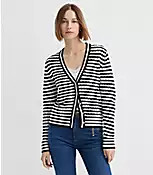 Pointelle Striped Cardigan | LOFT