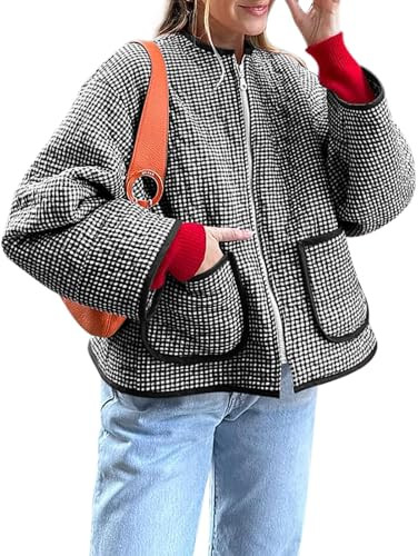 Yousify Jackets Quilted Plaid Jacket | Amazon (US)