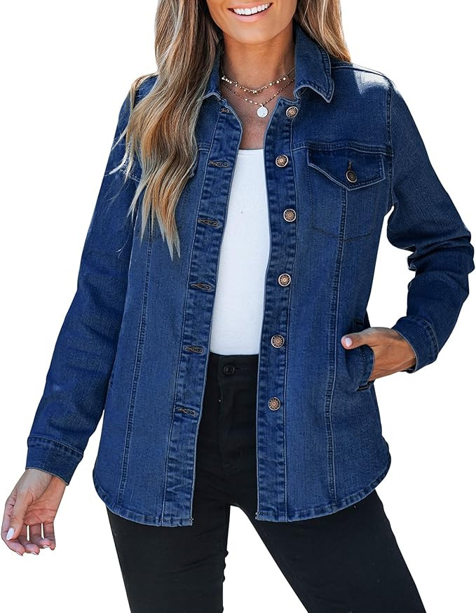 luvamia 2026 Jean Jackets for Women Fashion Denim Jacket Western Oversized Shacket Jacket Button ... | Amazon (US)