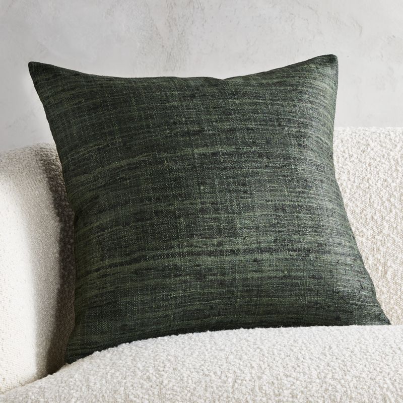 Raj Green Silk Modern Throw Pillow with Feather-Down Insert 20" + Reviews | CB2 | CB2