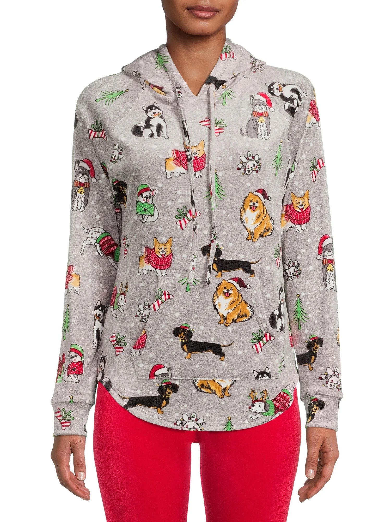 No Boundaries Juniors' Plush Pullover Holiday Hoodie | Walmart (US)