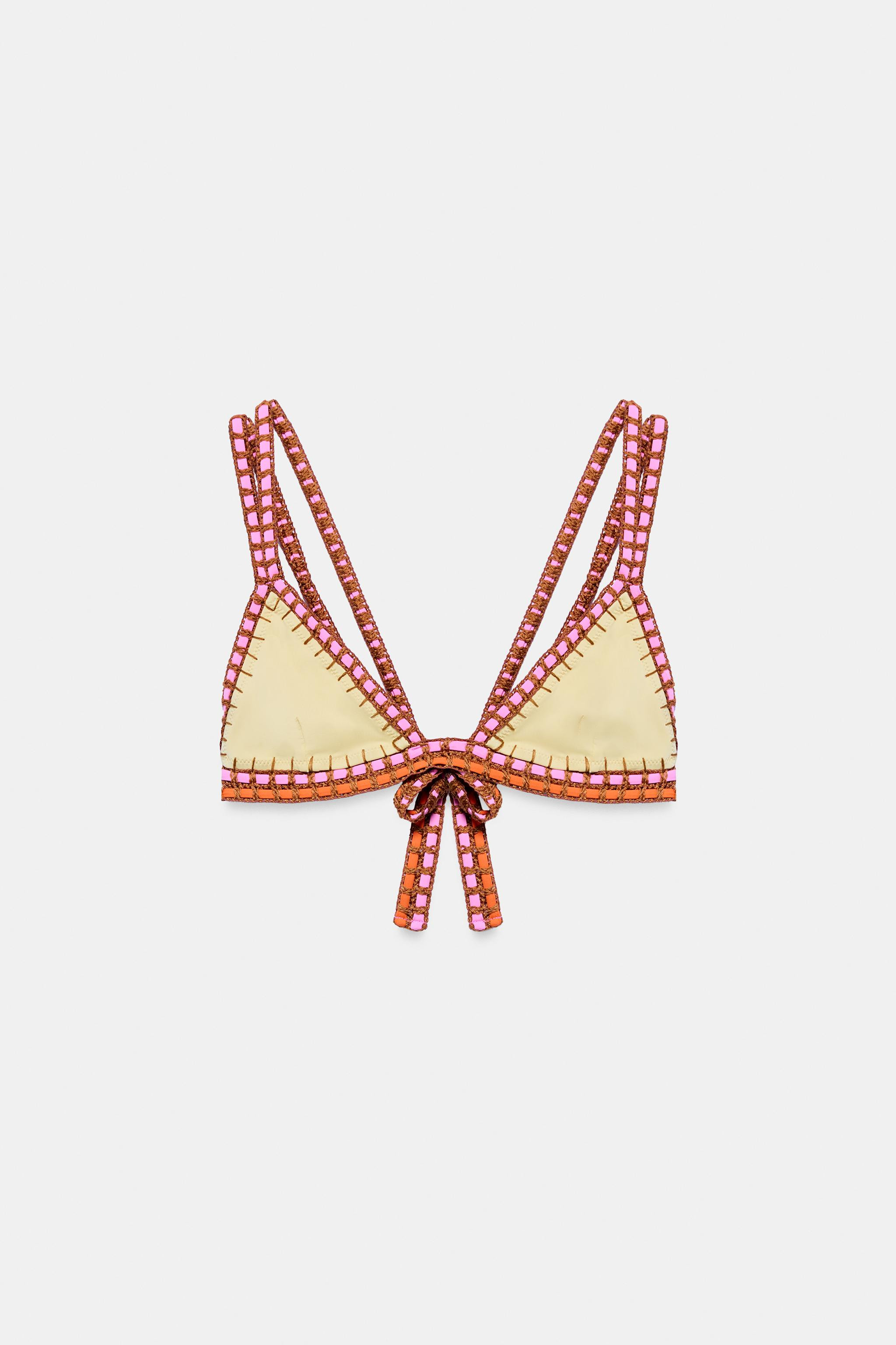 CROCHET STRAP BIKINI TOP | Zara UK