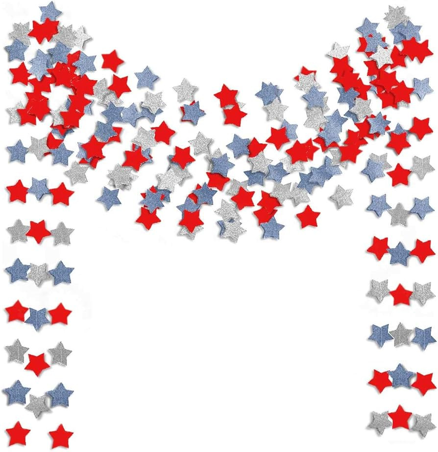 6 Pack Patriotic Star Streamers Garland Red White Blue Bunting Banner Paper Hanging Decorations f... | Amazon (US)