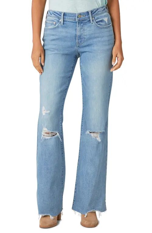 Lucky Brand Sweet Distressed Raw Hem Flare Jeans in Capsize Dest at Nordstrom, Size 25 X 32 | Nordstrom