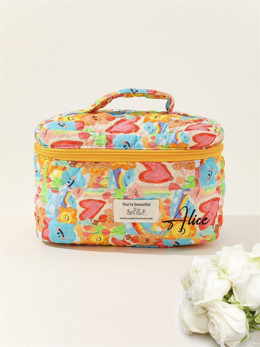 Simple Practical Flower Makeup Bag Vintage Cosmetic - Etsy | Etsy (US)