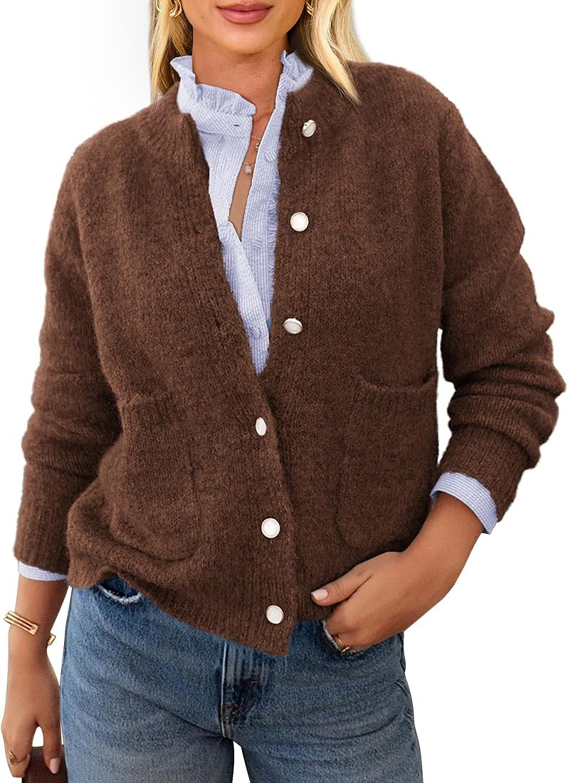 PRETTYGARDEN Women's Knit Cardigan Sweaters Casual Long Sleeve Open Front Button Up Ribbed Fall S... | Amazon (US)