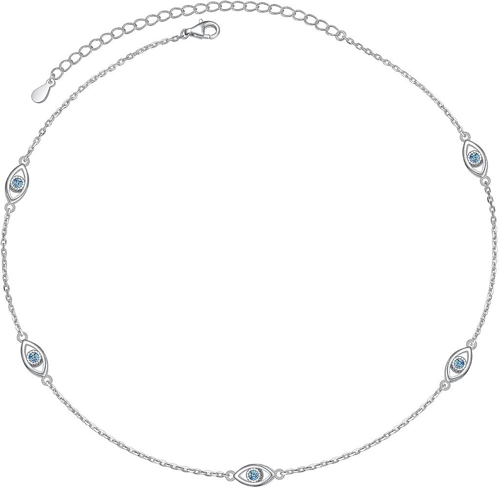 Alphm S925 Sterling Silver Evil Eye Choker Short Dainty Adjustable Pendant Necklac for Women Jewe... | Amazon (US)