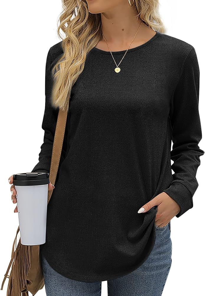 Aokosor Womens Long Sleeve Tops Casual Crewneck Tunic Sweatshirts for Legings | Amazon (US)