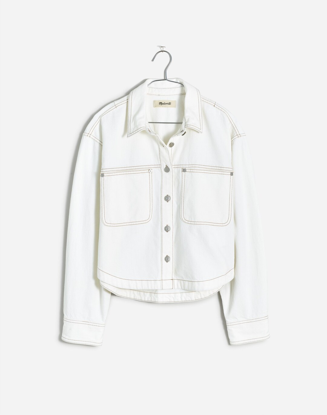 Denim Long-Sleeve Crop Shirt in Tile White | Madewell