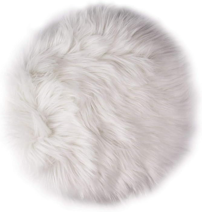12 Inches Mini Round Faux Fur Sheepskin Rugs Living Room Mini Small Size White
        Fluffy, Ca... | Amazon (US)