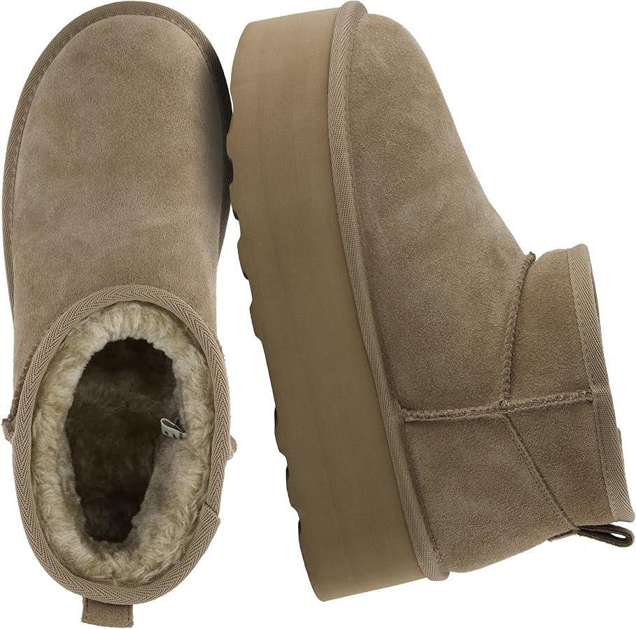 CUSHIONAIRE Hippy Women’s Platform Ankle Boots – Genuine Suede, Faux Fur Lining, Cozy Winter ... | Amazon (US)