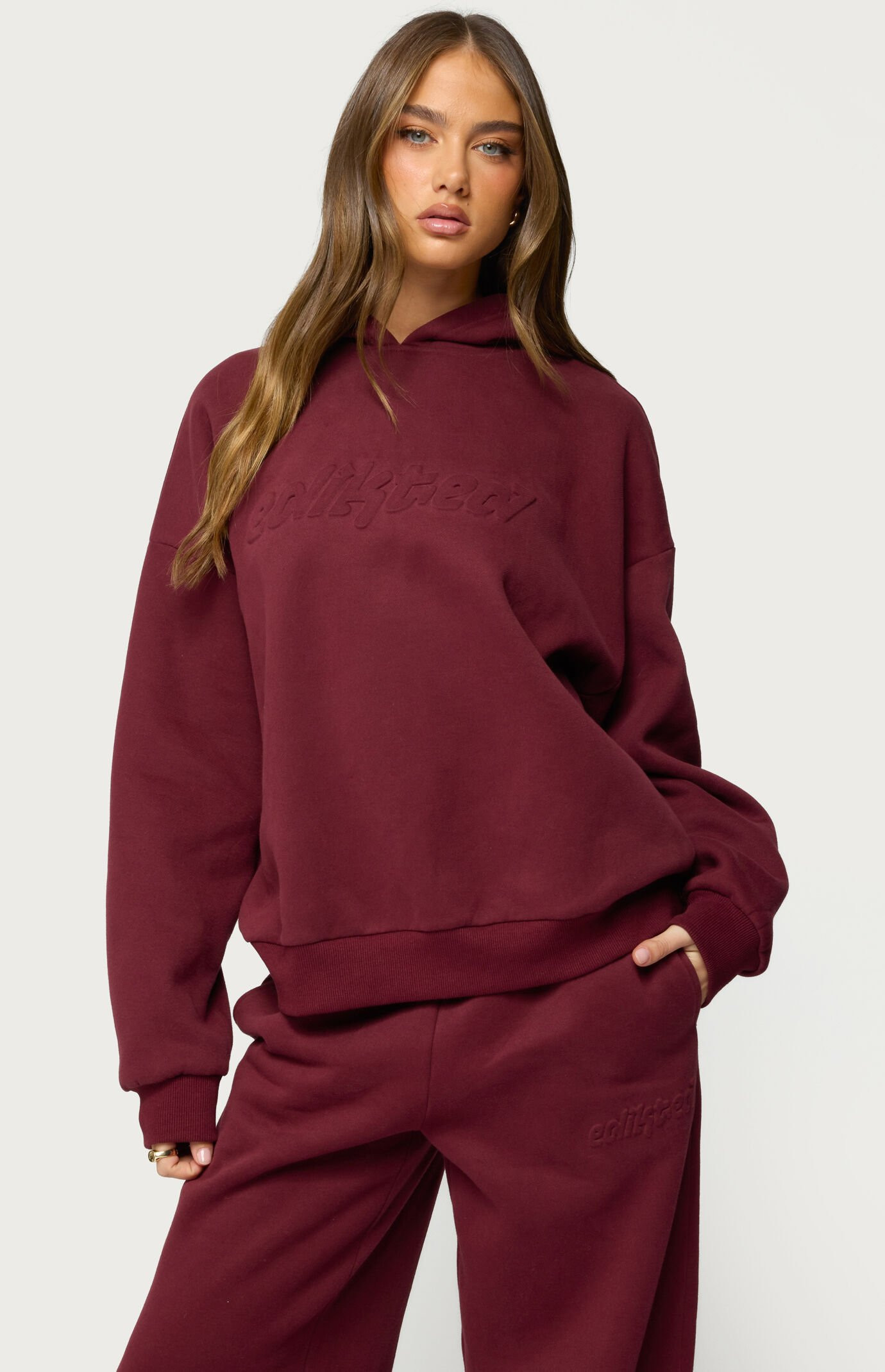 Women's Totally Edikted Hoodie in Burgundy - Size Medium | PacSun
