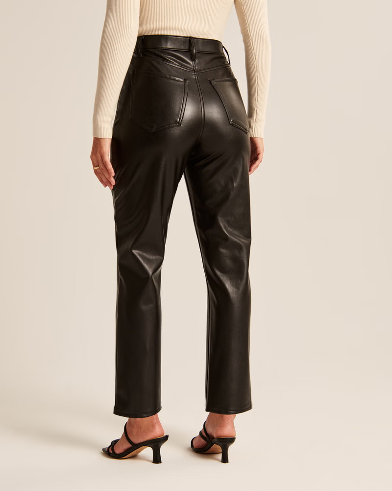 Curve Love Vegan Leather Ankle Straight Pant | Abercrombie & Fitch (US)