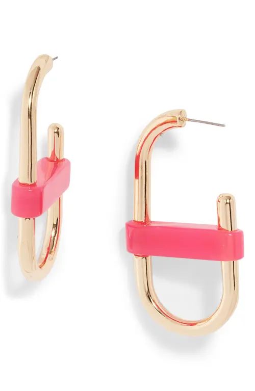 Open Edit Resin Band Oval Hoop Earrings in Pink- Gold at Nordstrom | Nordstrom