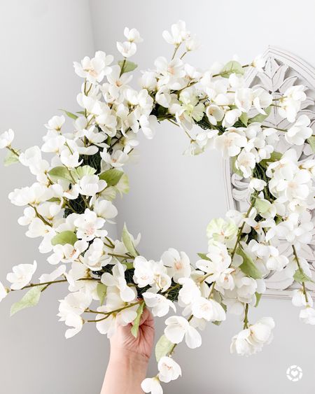 My beautiful white cherry blossoms wreath is back in stock 🤍 {+ linking all of my spring wreath favorites}

#LTKhome