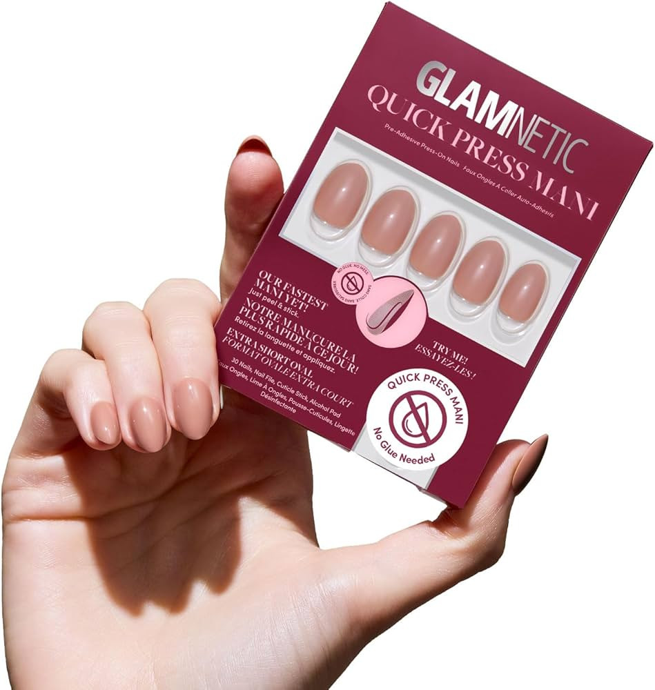 Glamnetic Quick Press Mani - No Glue Press On Nails, Just Peel and Stick, Oval Extra Short Nails,... | Amazon (US)
