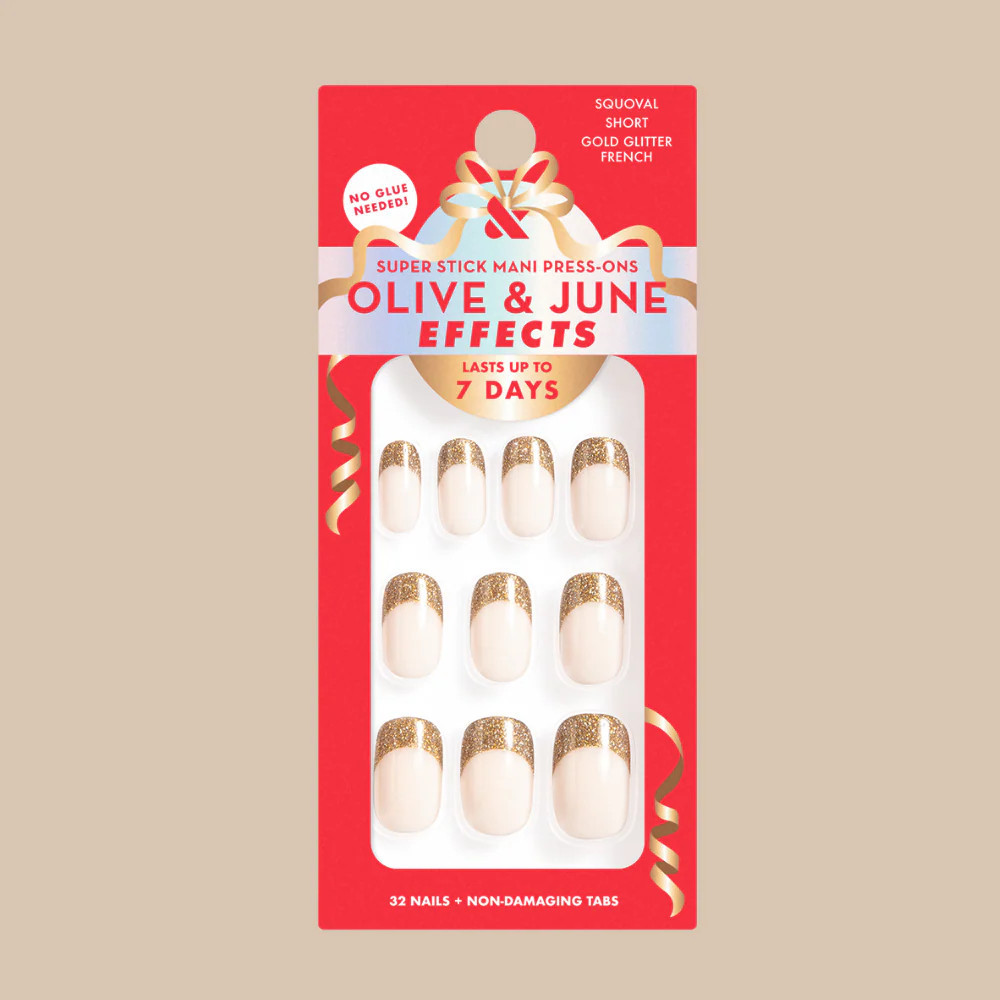 Gold Glitter French - Tab Press-On | Short | Squoval | Olive & June