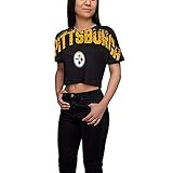 FOCO NFL Pittsburgh Steelers Womens Distressed Wordmark Crop Top Shirtdistressed Wordmark Crop Top S | Amazon (US)