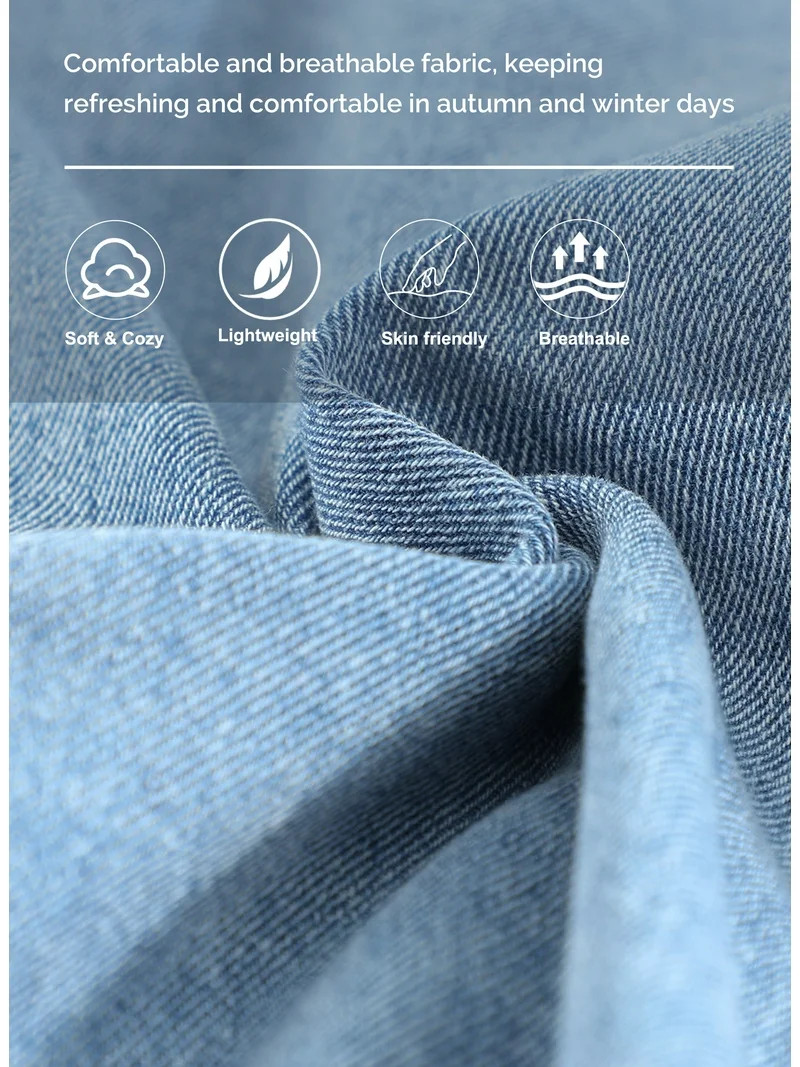 Eytino Denim Jacket for Women Long Sleeve Boyfriend Jean Jacket Loose Coat Sky Blue S Female | Walmart (US)