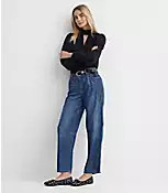 Petite High Rise Barrel Jeans in Dark Wash | LOFT