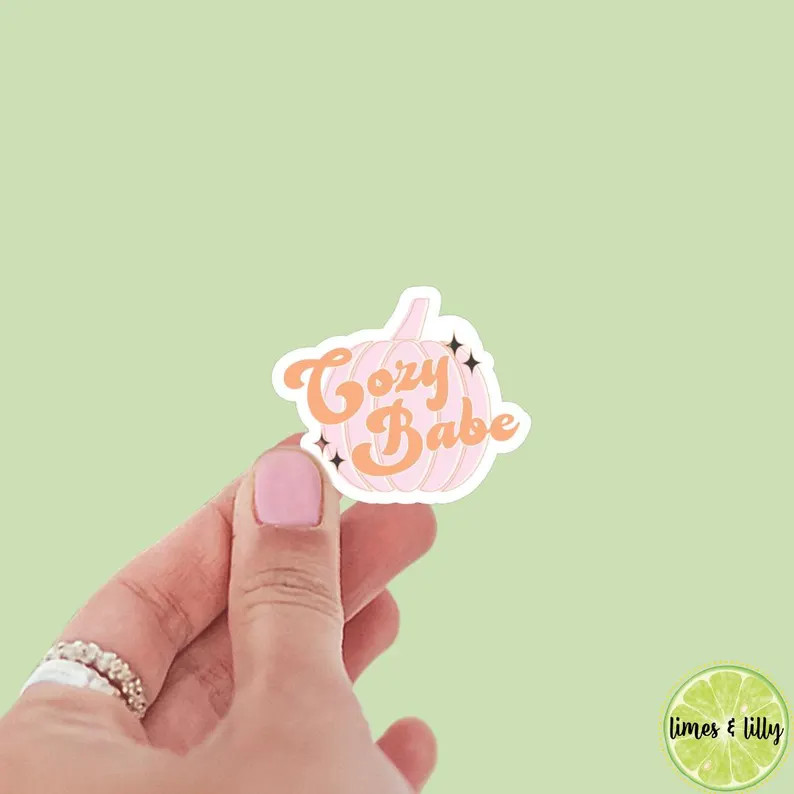 Cozy Babe Pink Pumpkin Fall Sticker Water Bottle Sticker Bookish Stickers Kindle Stickers - Etsy | Etsy (US)