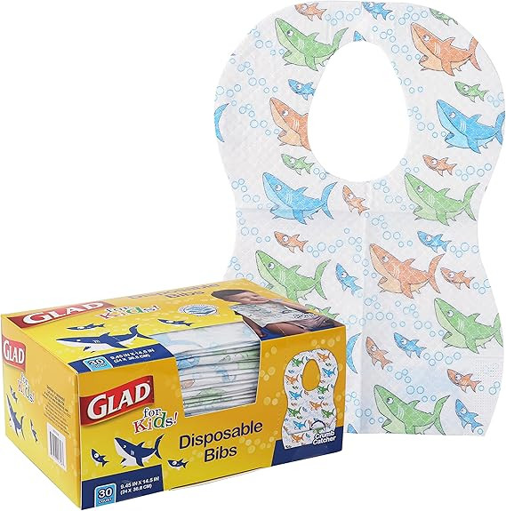 Glad For Kids Disposable Paper Bibs, 30 Ct - Disposable Bibs - Travel Bibs For Kids, Disposable K... | Amazon (US)