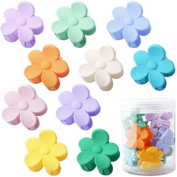 10 PCS Small Flower Hair Clips Cute Flower Shaped Hair Accessories Hair Claw Clip for Women Cream... | Amazon (US)