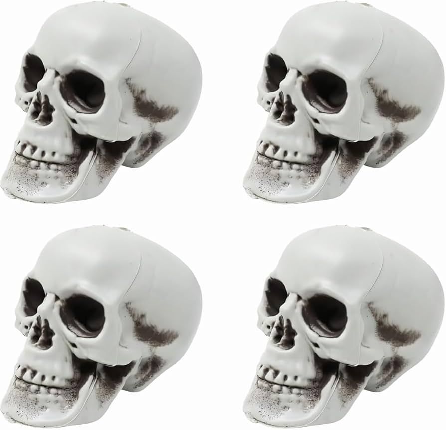 Small Skulls Halloween Decor, 5 Inch Plastic Fake Skeletons, Mini Skulls for Crafts Outdoor Hallo... | Amazon (US)