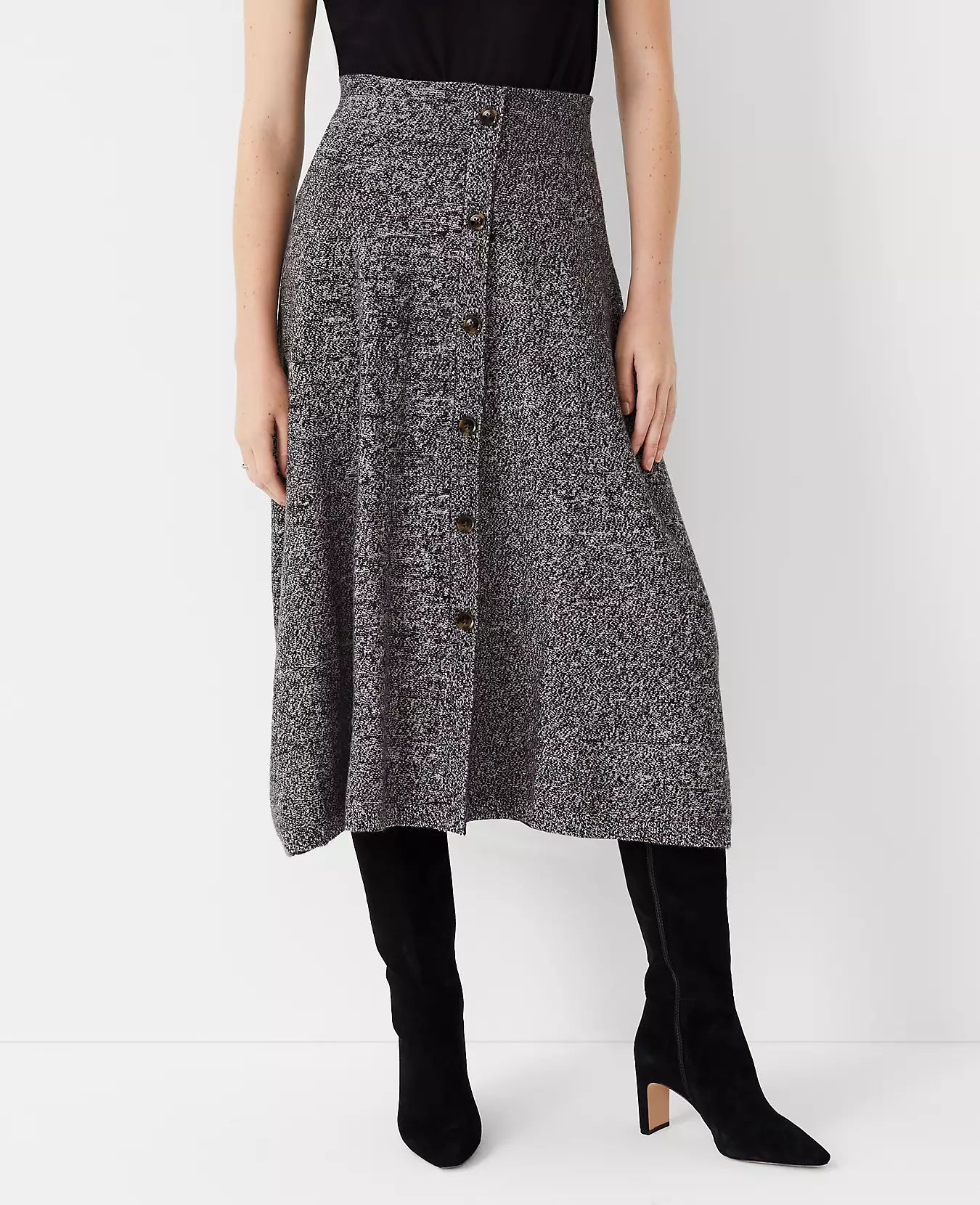 Marled Button Sweater Skirt | Ann Taylor (US)