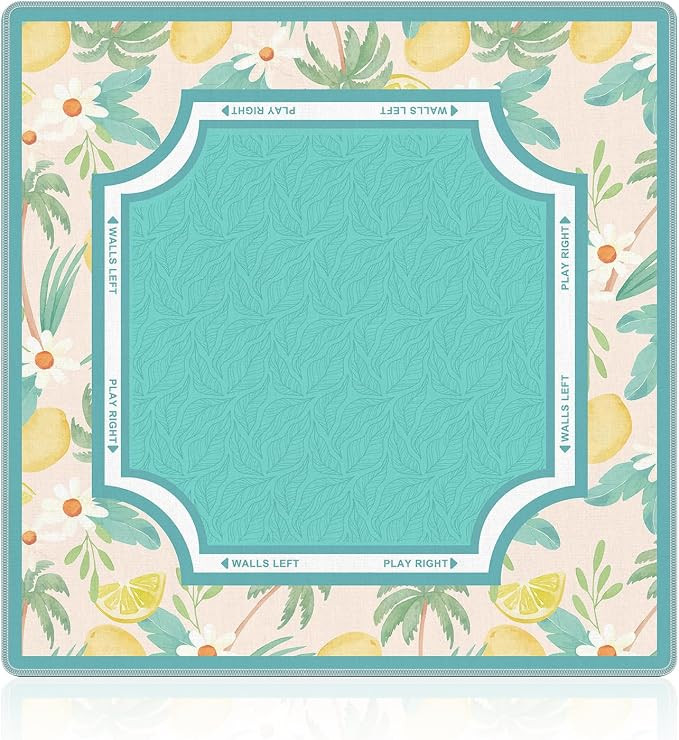 WHCHJ Turquoise and Beige Lemon Mahjong Mat 31.5 x 31.5 in, Tropical Summer Palm Lemon Flower Ant... | Amazon (US)