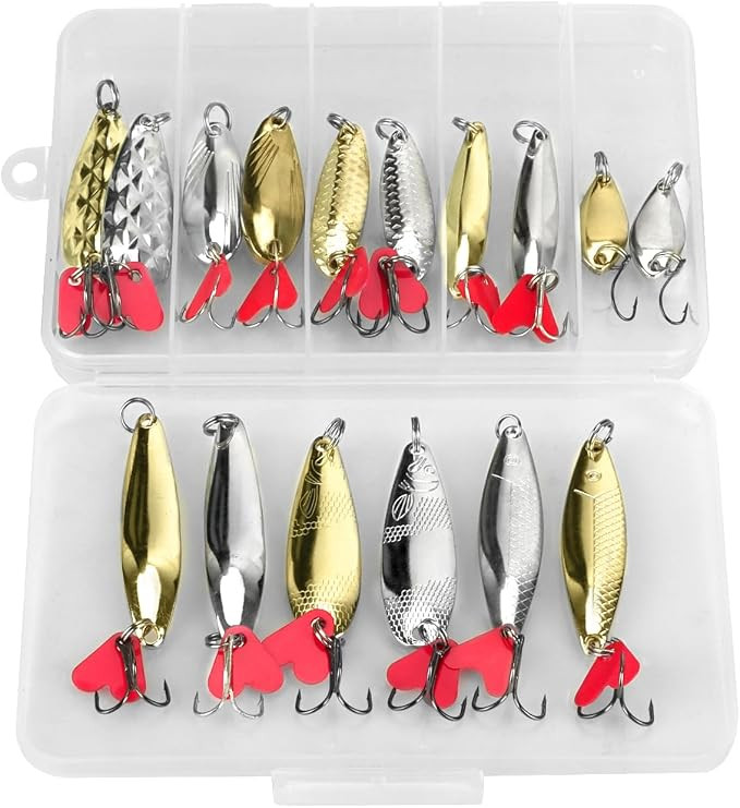 Spoon Fishing Lures, Metal Fishing Spoon Lures Hard Baits Saltwater Fishing Lures Spinner Baits F... | Amazon (US)