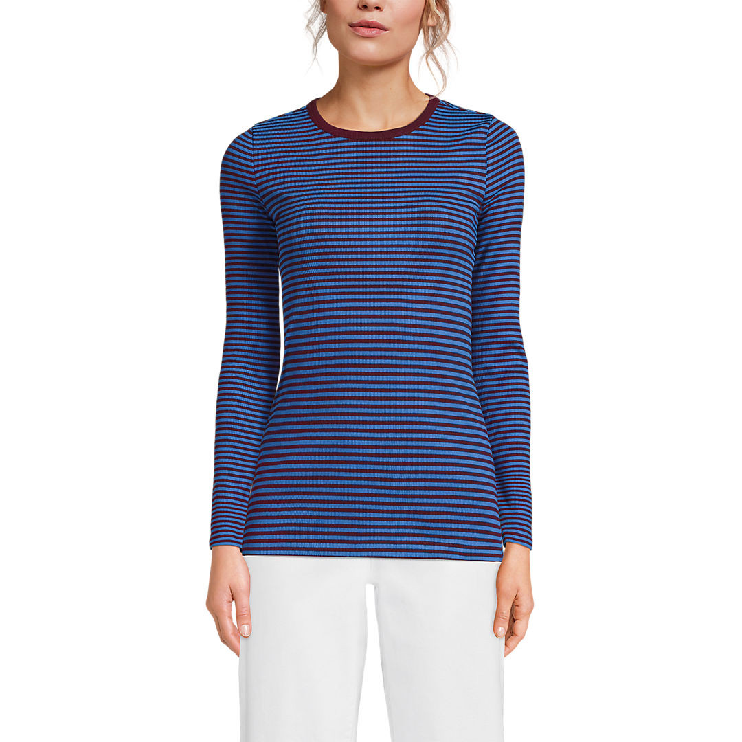 Women's Long Sleeve Micro Rib T-Shirt | Lands' End (US)