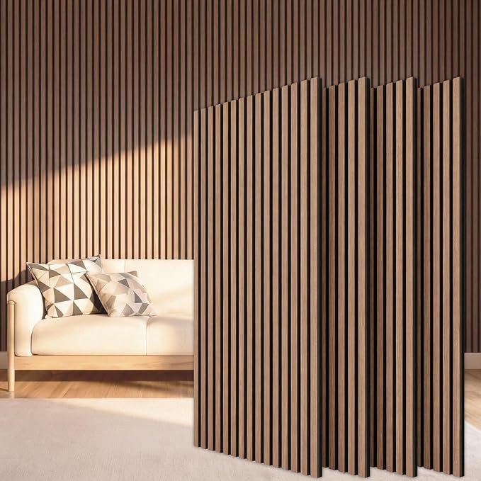 TONOR Wood Slatwall Panels, 4 Pack 47.2" x 23.6"/ 120 x60cm(31ft²) Acoustic Wall Panels, Wood Sl... | Amazon (US)