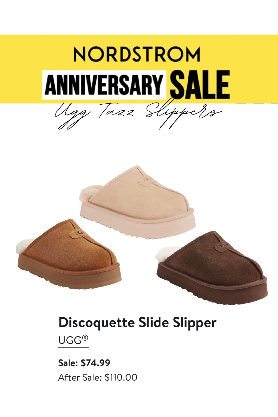 Nordstrom anniversary sale — UGG Tazz Slippers✨ 
 

#slippers #uggs #ugg #uggslippers #uggshoes #uggsandals #cozyslippers #bestsellers #trendyslippers #shoes #seasonalslippers #seasonalshoes #giftideas #giftideasforher #nordstromsale #nordstromshoes #nordstromanniversarysale #nsale #nordstromsalefinds #uggsunder100 #LTKSummerSales

#LTKShoeCrush #LTKxNSale #LTKFindsUnder100