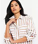 Striped Poplin Utility Everyday Shirt | LOFT
