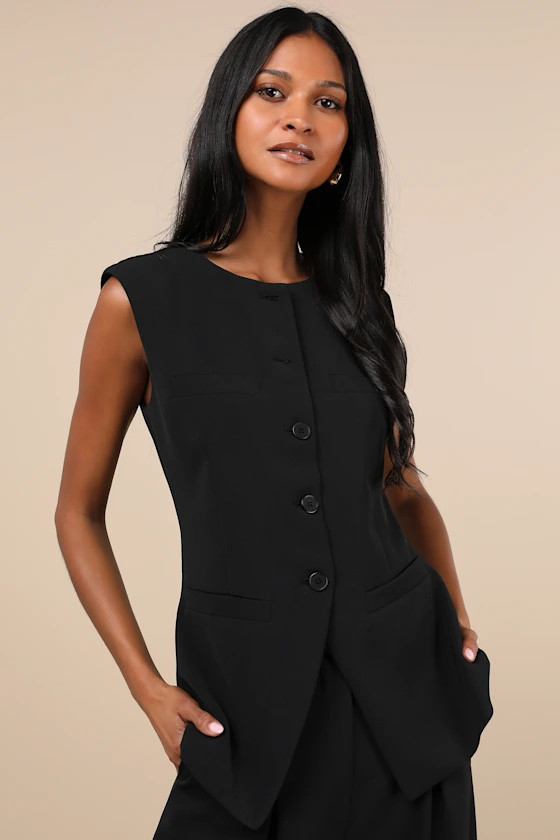 Memorably Stylish Black Longline Vest Top | Lulus