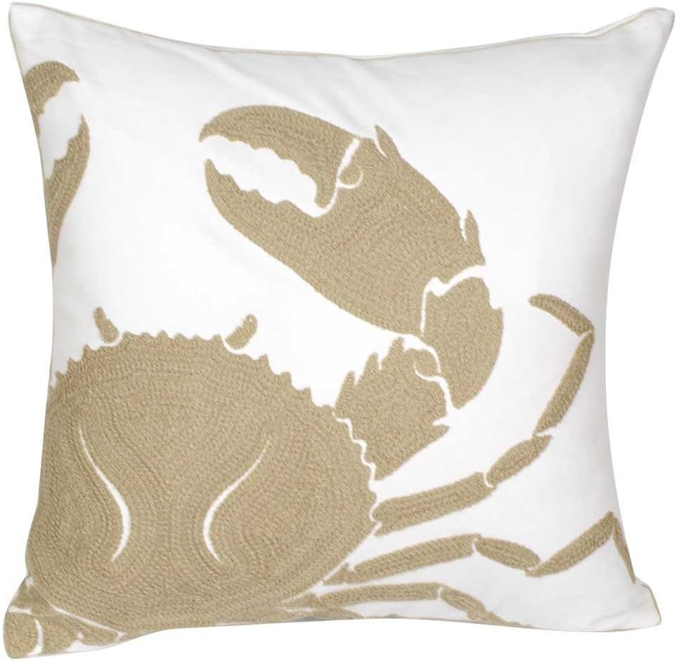 DECOPOW Embroidered Crab Throw Pillow Cover,Square 18 Inches Decorative Crab Canvas Pillow Cover ... | Amazon (US)