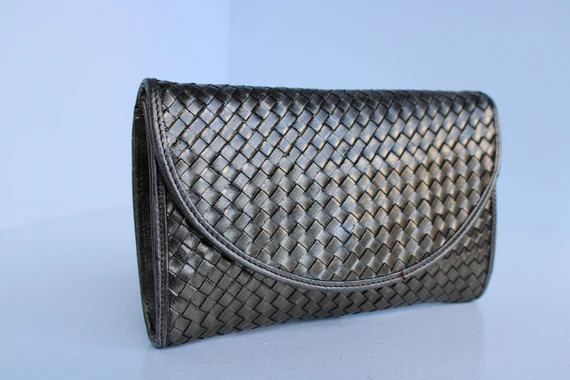 Early Vintage BOTTEGA VENETA INTRECCIATO Platinum Bronze Mini Clutch Bag Purse Italy | Etsy (US)
