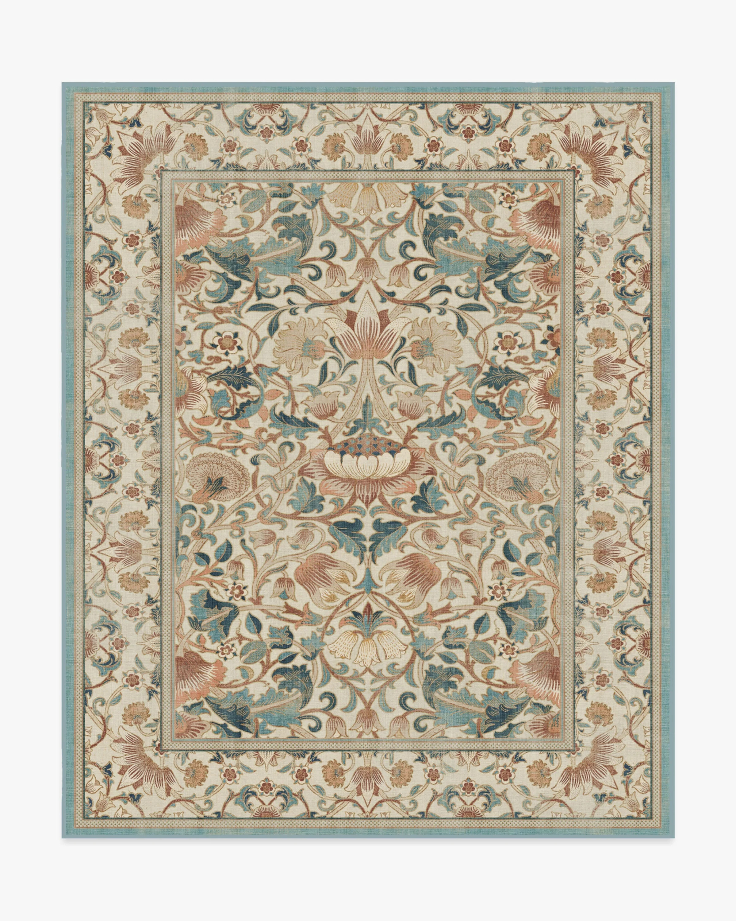 Lodden Soft Rose & Teal Rug by Morris & Co. | Ruggable US | Ruggable