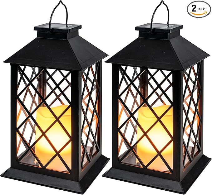 Homemory Solar Lanterns Outdoor Waterproof Hanging with Flickering Flameless Candles, 2 Pack 13''... | Amazon (US)