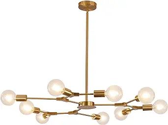 KCO Lighting Modern Sputnik Chandelier Brushed Brass Hanging Lamp Industrial Flush Mount Ceiling ... | Amazon (US)