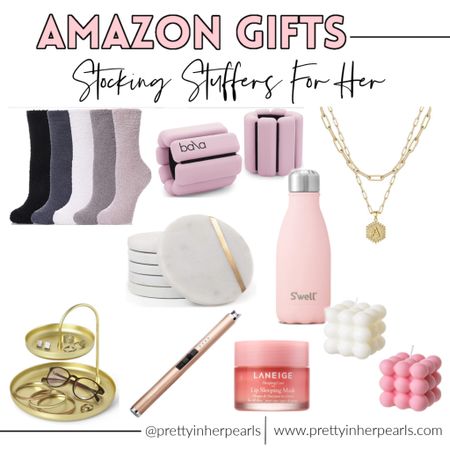 Stocking stuffers for her. 
Gifts for her. 
Gifts for all the ladies in your life. 
Comfy socks, pretty candles, arm weights, cute water bottle, lip treatment, dainty necklace, gold necklace, cute coasters, and more. 
Amazon finds. 
Amazon gift ideas. 
#ltkunder20

#LTKsalealert #LTKHoliday #LTKGiftGuide