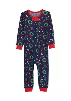 PAJAMARAMA Baby Holiday Wreaths Pajama | Belk