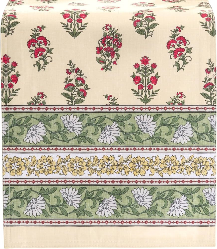 Elrene Home Fashions Nomad Harvest Block Print Fall/Thanksgiving Console Centerpiece or Table Run... | Amazon (US)