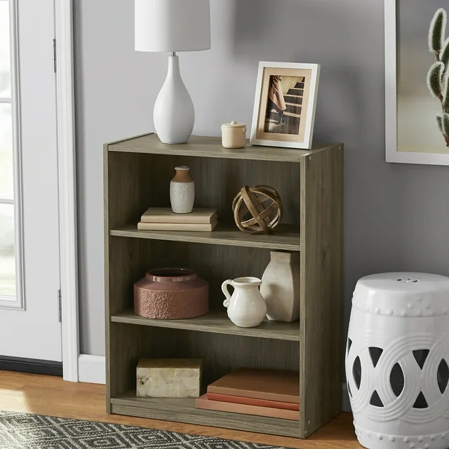 Mainstays 3-Shelf Bookcase with Adjustable Shelves, Rustic Oak | Walmart (US)
