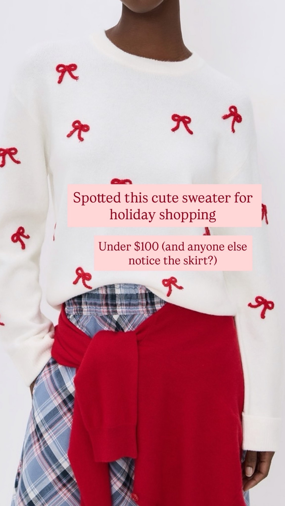 Holiday sweater, Christmas sweater, casual
Holiday outfit, plaid, tartan, what to wear holiday 

#LTKStyleTip #LTKHoliday #LTKFindsUnder100