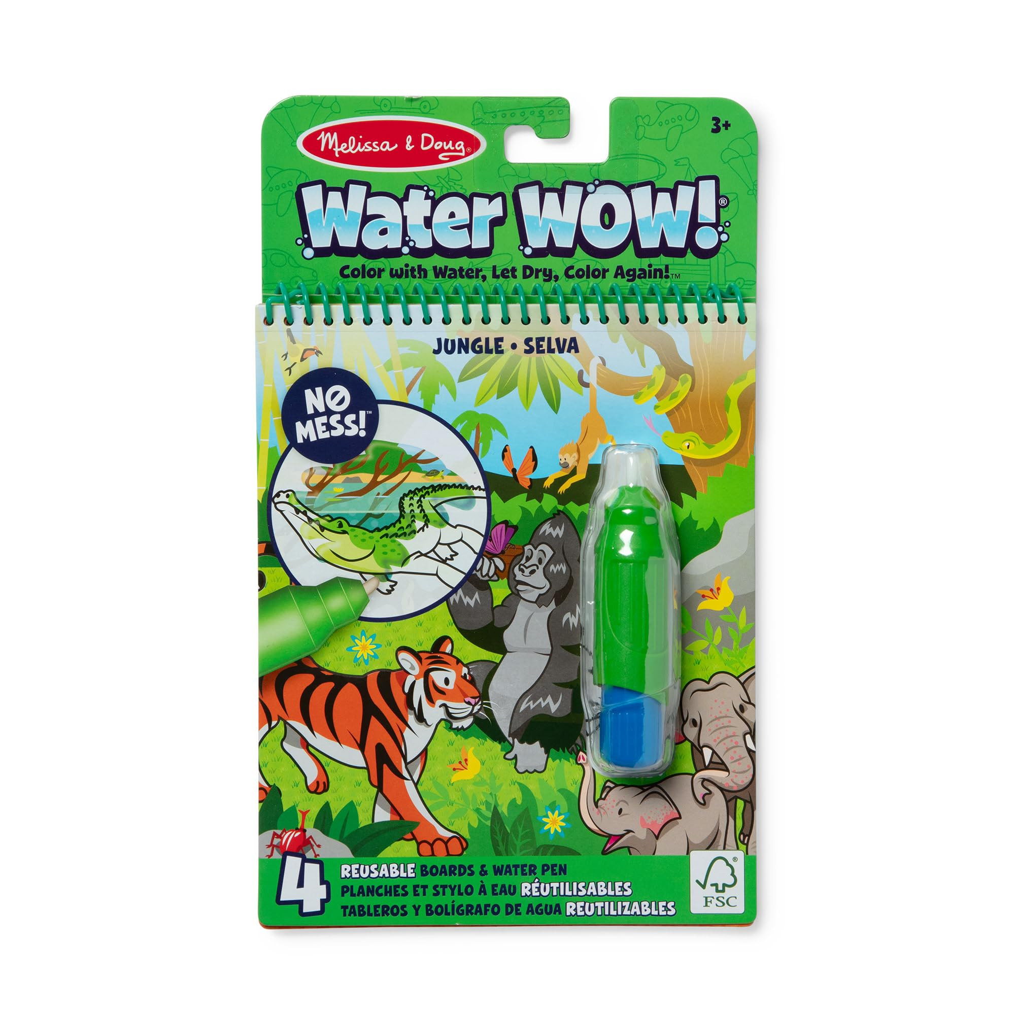Melissa & Doug On The Go Water Wow! Reusable Water-Reveal Coloring Activity Pad – Jungle | Amazon (US)