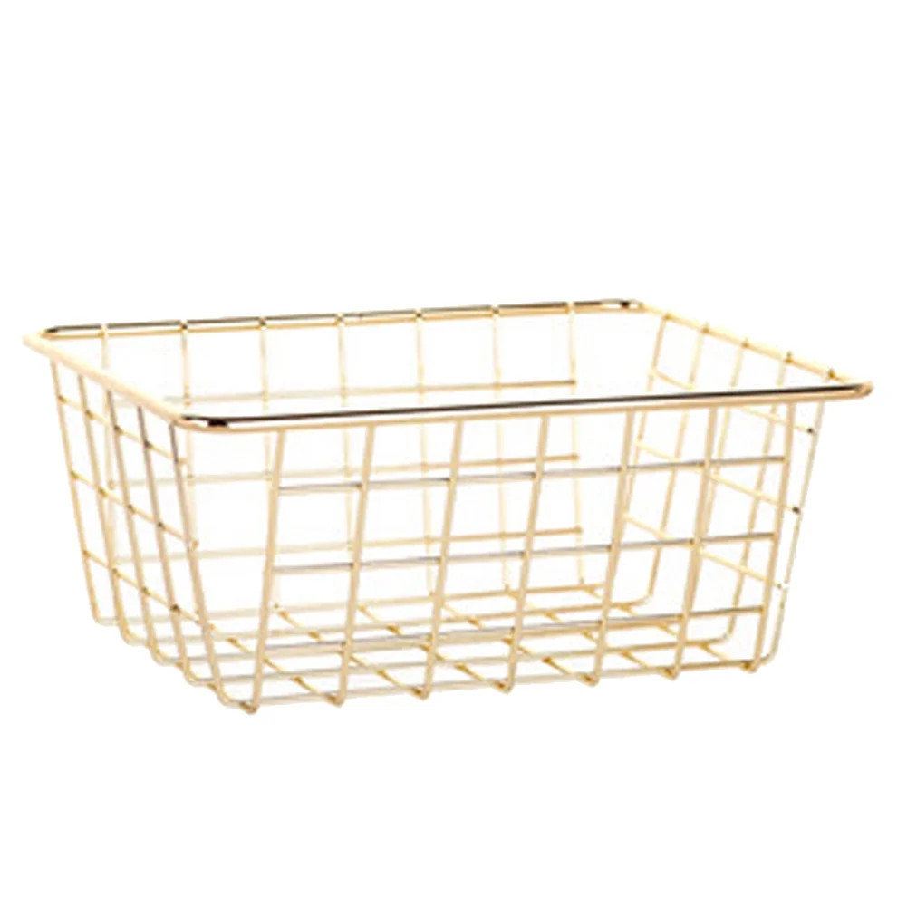 Storage Basket Solid Color Household Iron Basket Storage Box Bedroom Bathroom Gold S | Walmart (US)